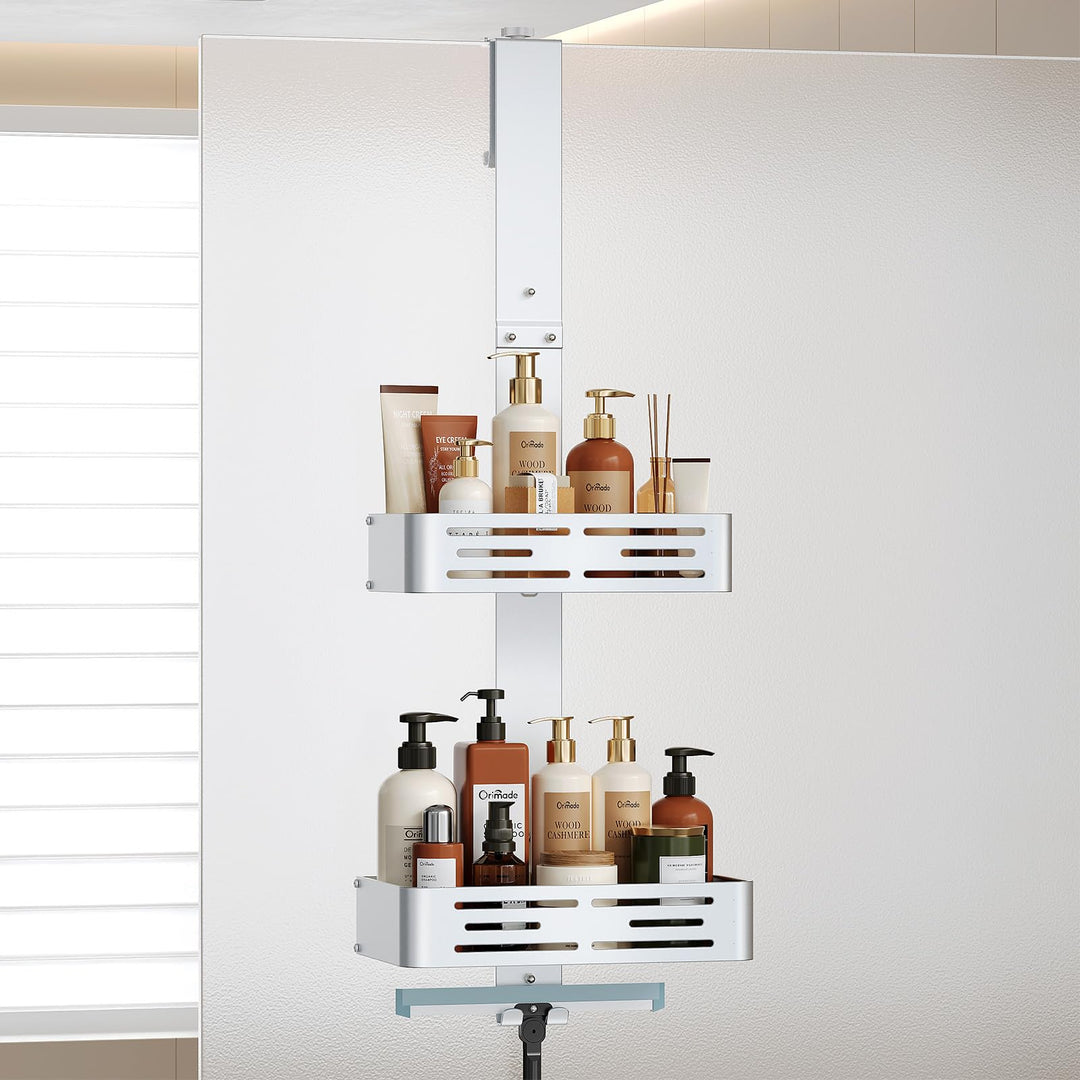 Orimade Duschablage zum Hänge Aluminium-Duschregal zum Hängen, Verstellbare Duschkorb ohne Bohren,2