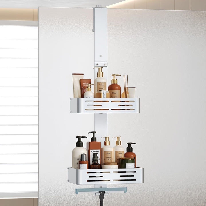 Orimade Duschablage zum Hänge Aluminium-Duschregal zum Hängen, Verstellbare Duschkorb ohne Bohren,2