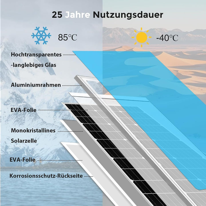 150W 12V Solarpanel Kit Set, 210mm Solarzelle Solarmodul 150Watt Mit 30A 12V/24V Solarladeregler + S