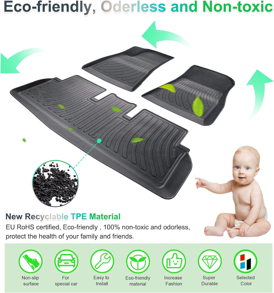 GAFAT Tesla Model 3 Fussmatten 2017-2024 2025, Neu Tesla Model 3 Highland 2024 Fussmatten TPE Allwet