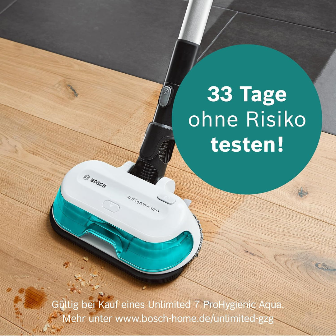 Bosch Akku-Staubsauger Unlimited 7 ProHygienic Aqua BKS71HYG1, kabellos, 2in1 Saugen &amp; Wischen, Knic