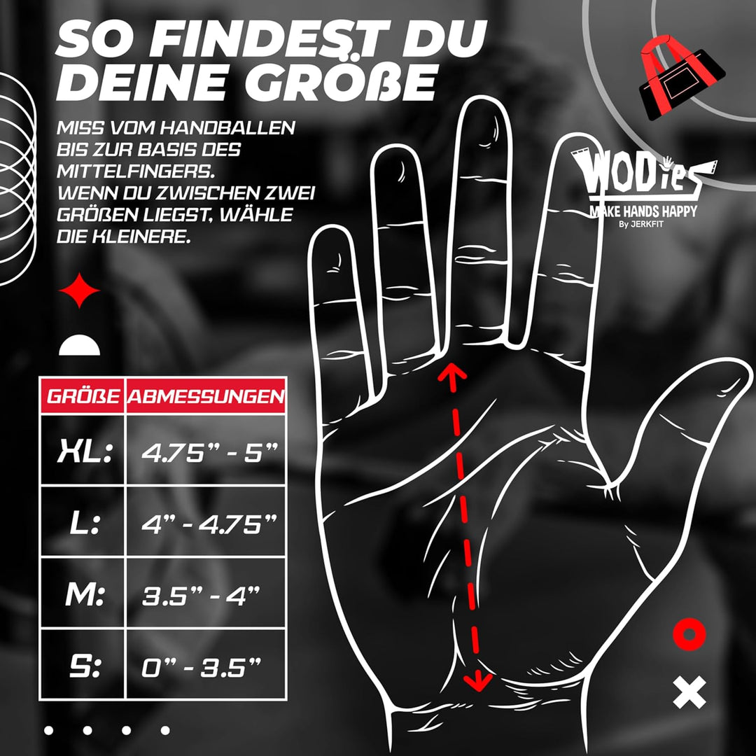 JerkFit WODies 2 in 1 Handgelenkbandage und Handflächenschutz M Rot, M Rot