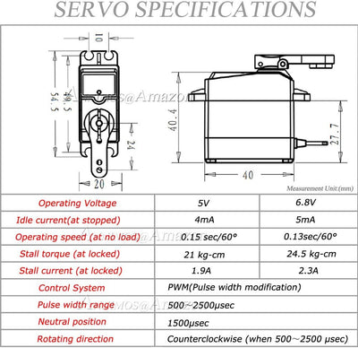 ANNIMOS 25kg Digitales Servo Vollmetallgetriebe Hohes Drehmoment Wasserdicht für RC Auto Raupenrobot