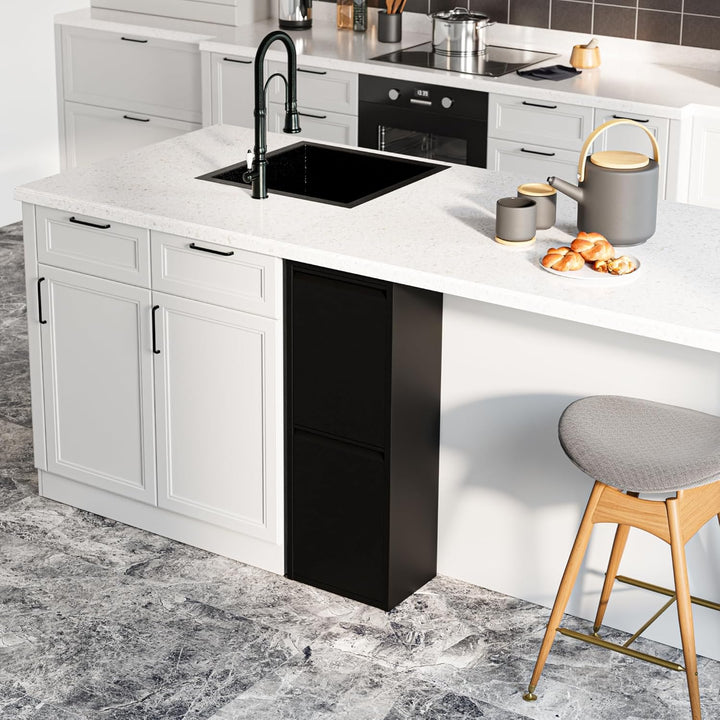 [en.casa] Mülltrennschrank Sollentuna Abfallschrank aus Metall 93 x 33 x 25 cm Mülltrennsystem mit 2