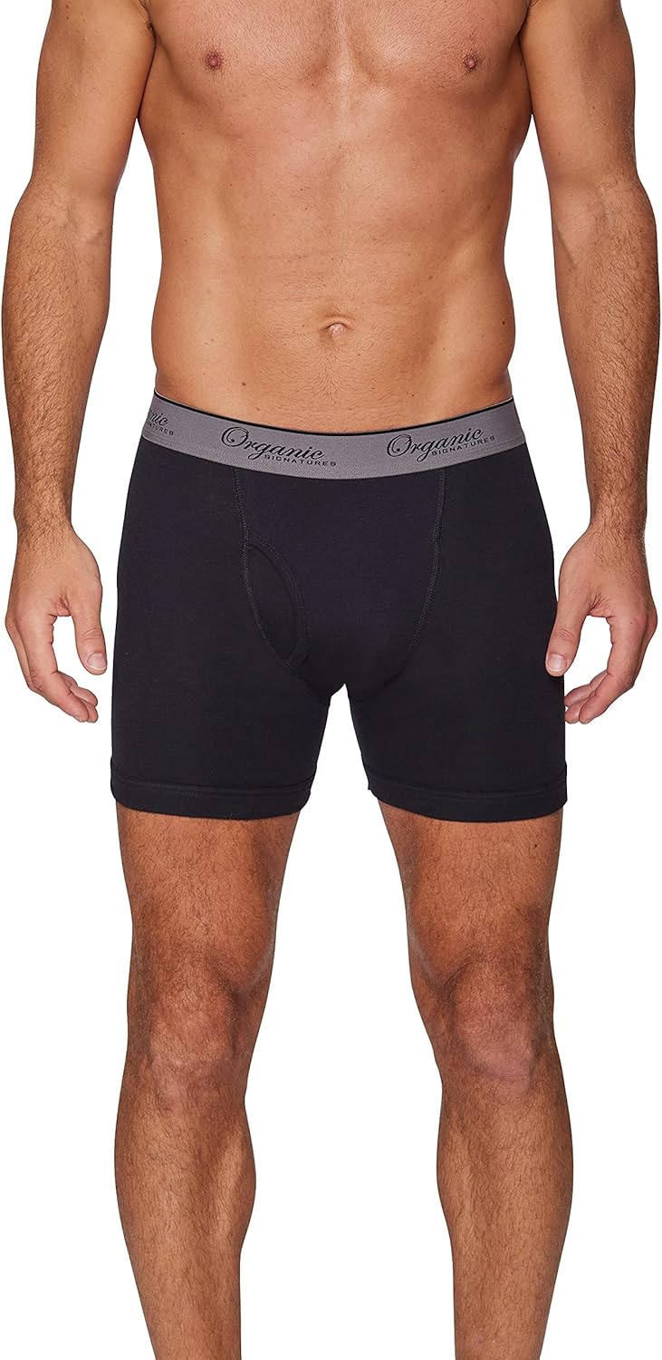 Organic Signatures 3er-Pack weiche, Bequeme Herren-Boxershorts aus 100% Bio-Baumwolle L Schwarz, L S