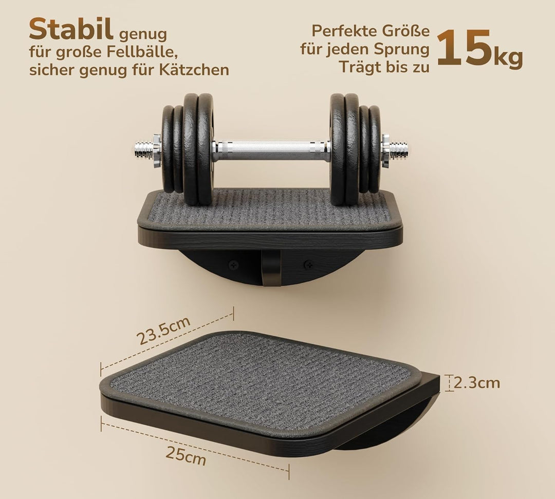 Katzen Kletterwand, Katzenleiter 2er-Set mit Kratzmatte, Wandmontiertes Kiefernholz Katzentreppe Wan