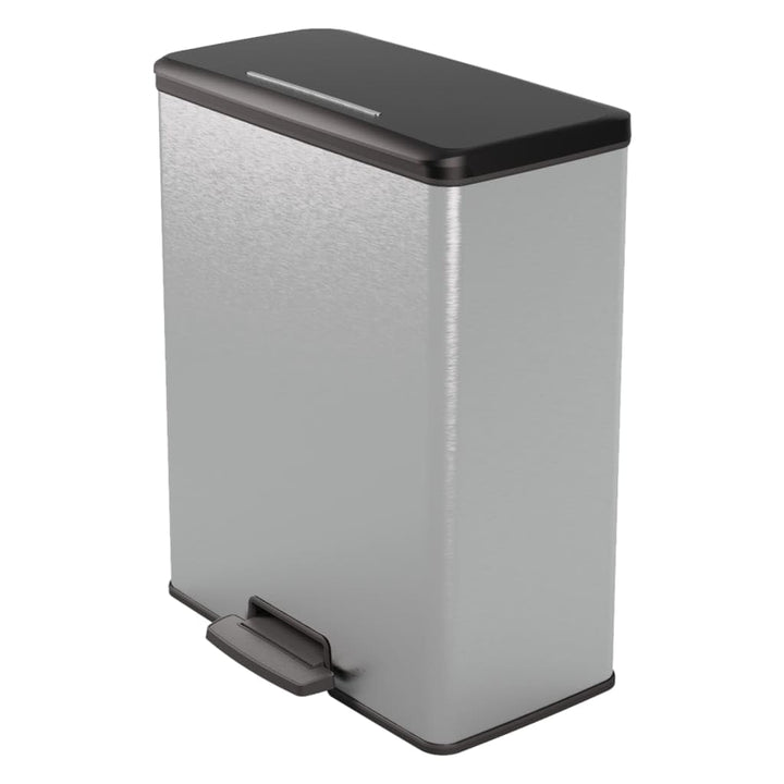 Curver Deco Bin Duo Tretmülleimer, Metallic Silber – Soft-Close-Deckel, 2 herausnehmbare 26L Eimer,