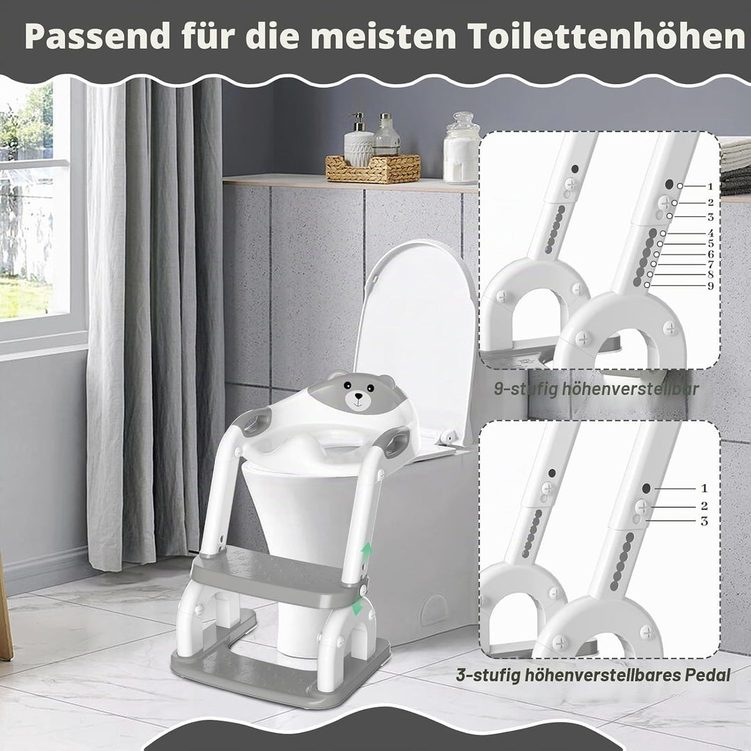 Toilettenleiter für Kinder, höhenverstellbare Toilettenleiter klappbar auch als Tritthocker verwendb