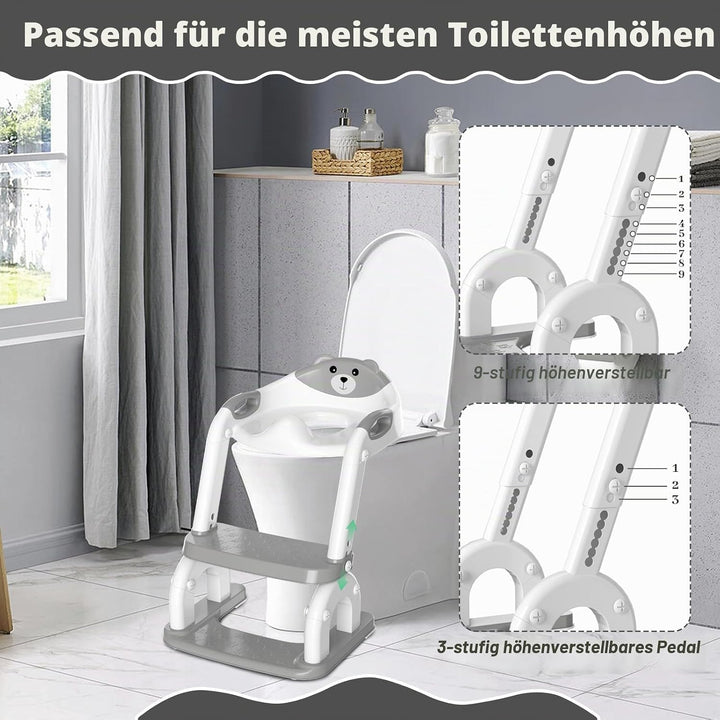 Toilettenleiter für Kinder, höhenverstellbare Toilettenleiter klappbar auch als Tritthocker verwendb
