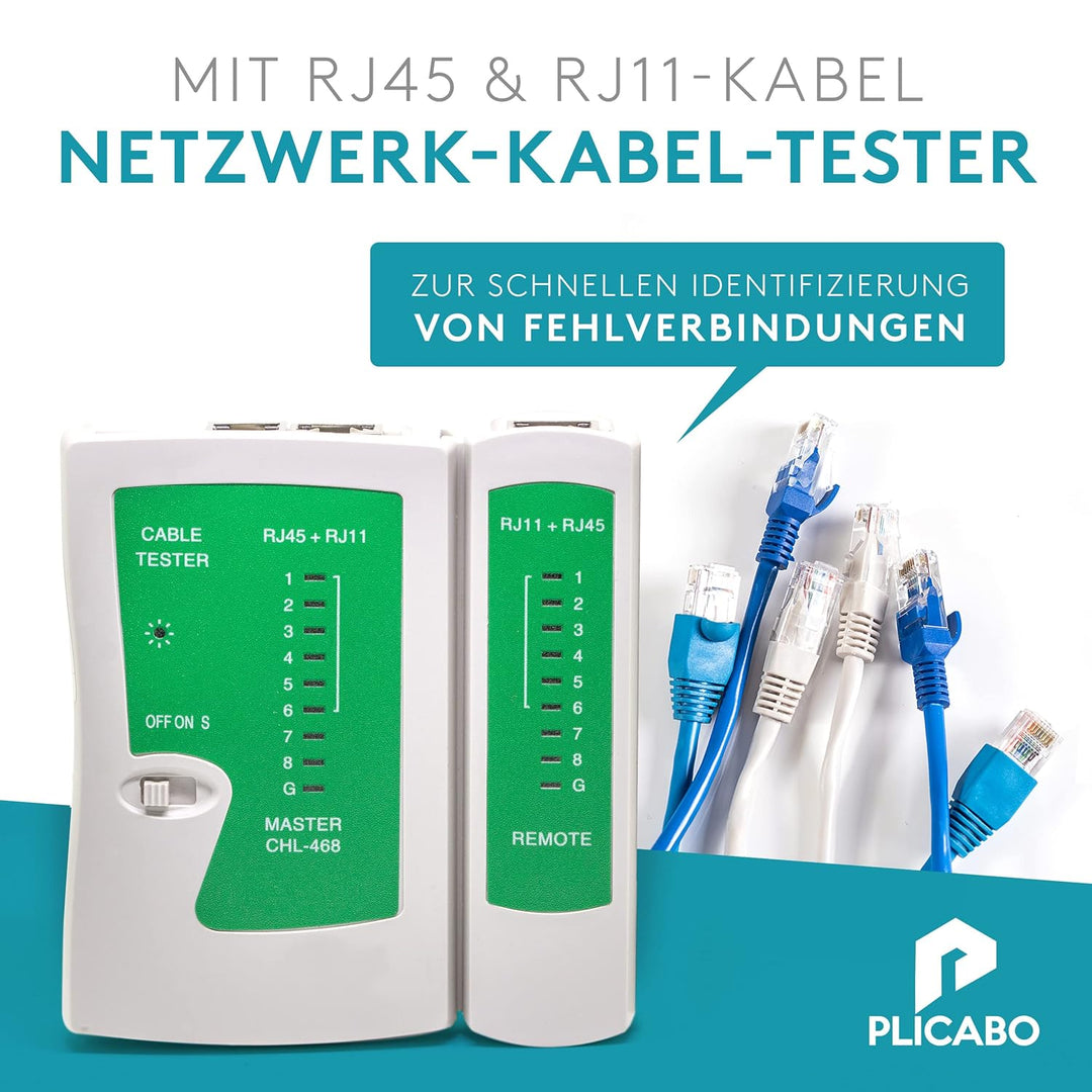 PLICABO | 17 in 1 Profi Netzwerk Werkzeug Set, AUCH GESCHIRMT, Netzwerktester Tool Set, LSA Auflegew