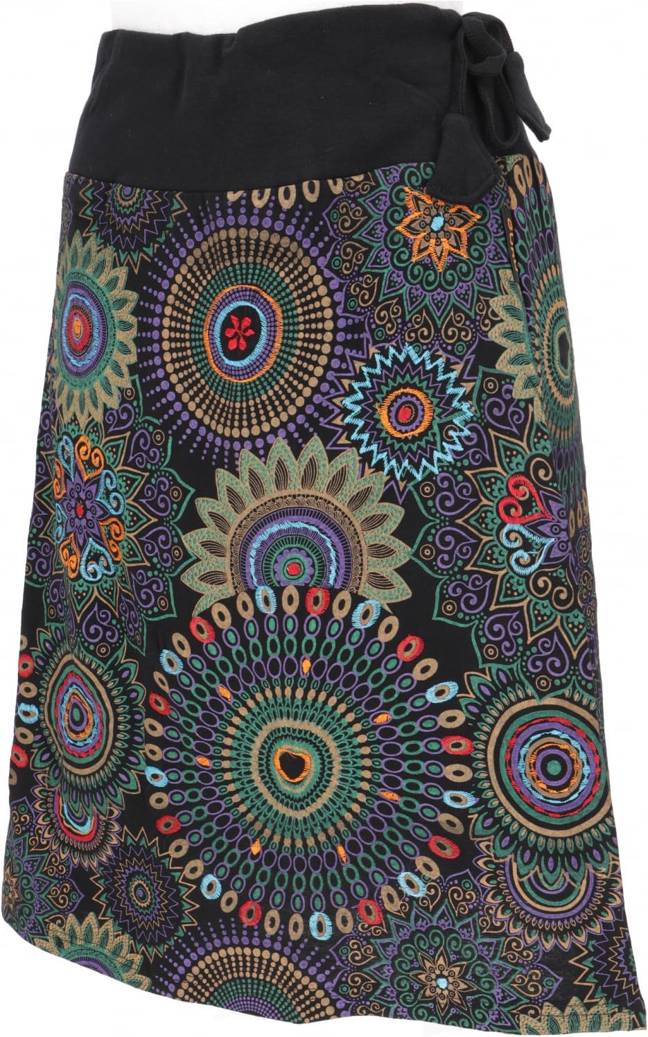 GURU SHOP Bestickter Knielanger Rock, Chic, Retro Mandala, Damen, Baumwolle 38 Violett/Bunt, 38 Viol