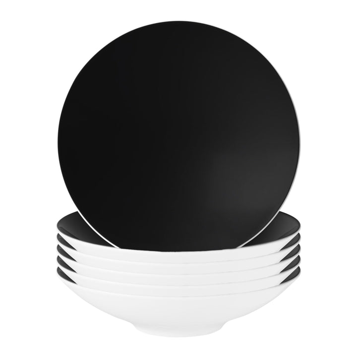 Seltmann Weiden Life Fashion Glamorous Black Pasta-/Suppenteller 6er Set, 23 cm, Tiefe Servierschale
