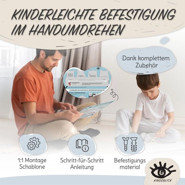 Garderobe mit Wunschname inkl. DIN A4 Poster - Personalisierte Kindergarderobe mit 4 Kleiderhaken fü