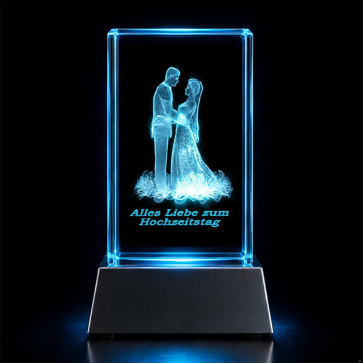 Kaltner Präsente Stimmungslicht LED Kerze/Kristall Glasblock/Motiv Hochzeit / 3D-Laser-Gravur - Alle