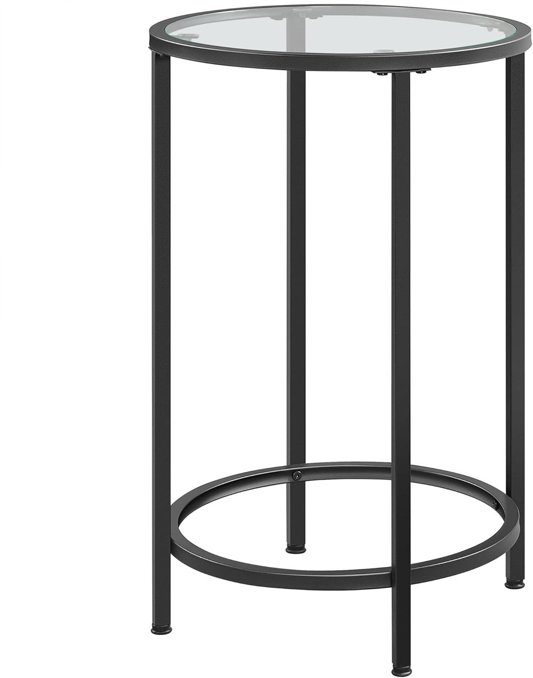 Yaheetech Beistelltisch Couchtisch aus Glas und Metall Runder Wohnzimmertisch Ø 40,5cm Sofatisch Kaf