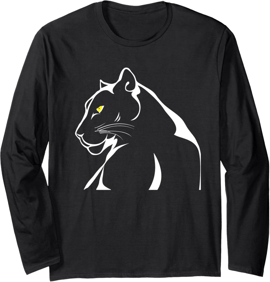 Vintage Panther Big Strong Angry Cat Yellow Eyes Langarmshirt