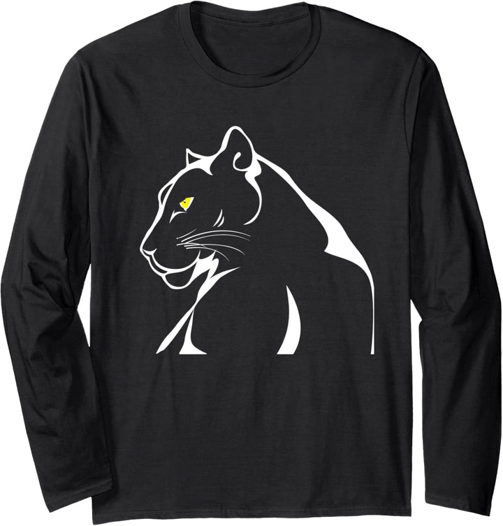 Vintage Panther Big Strong Angry Cat Yellow Eyes Langarmshirt