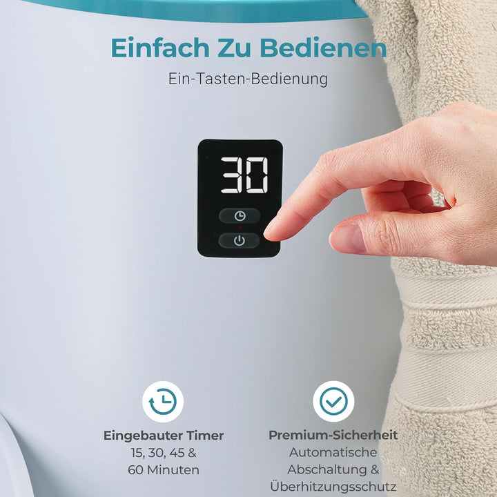 SereneLife Handtuchhalter Stehend Blau – Elektrischer Handtuchwärmer für 2 Handtücher Energiesparend