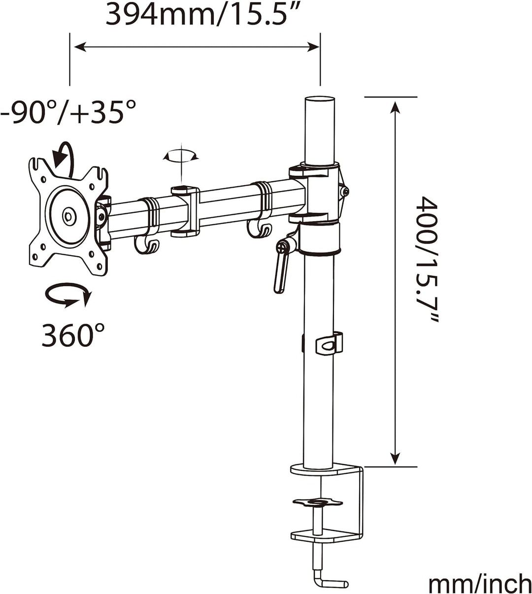 HFTEK Monitor TV Tisch-Halterung Halter Mounts für Bildschirme von 13 bis 34 Zoll – VESA 75/100 (HF2