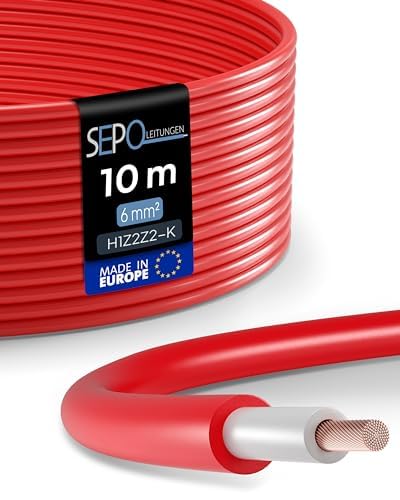 SEPO-Leitungen Solarkabel 6 mm² 10m TÜV Süd geprüfte Solarleitung in Schwarz oder Rot - Solarkabel -