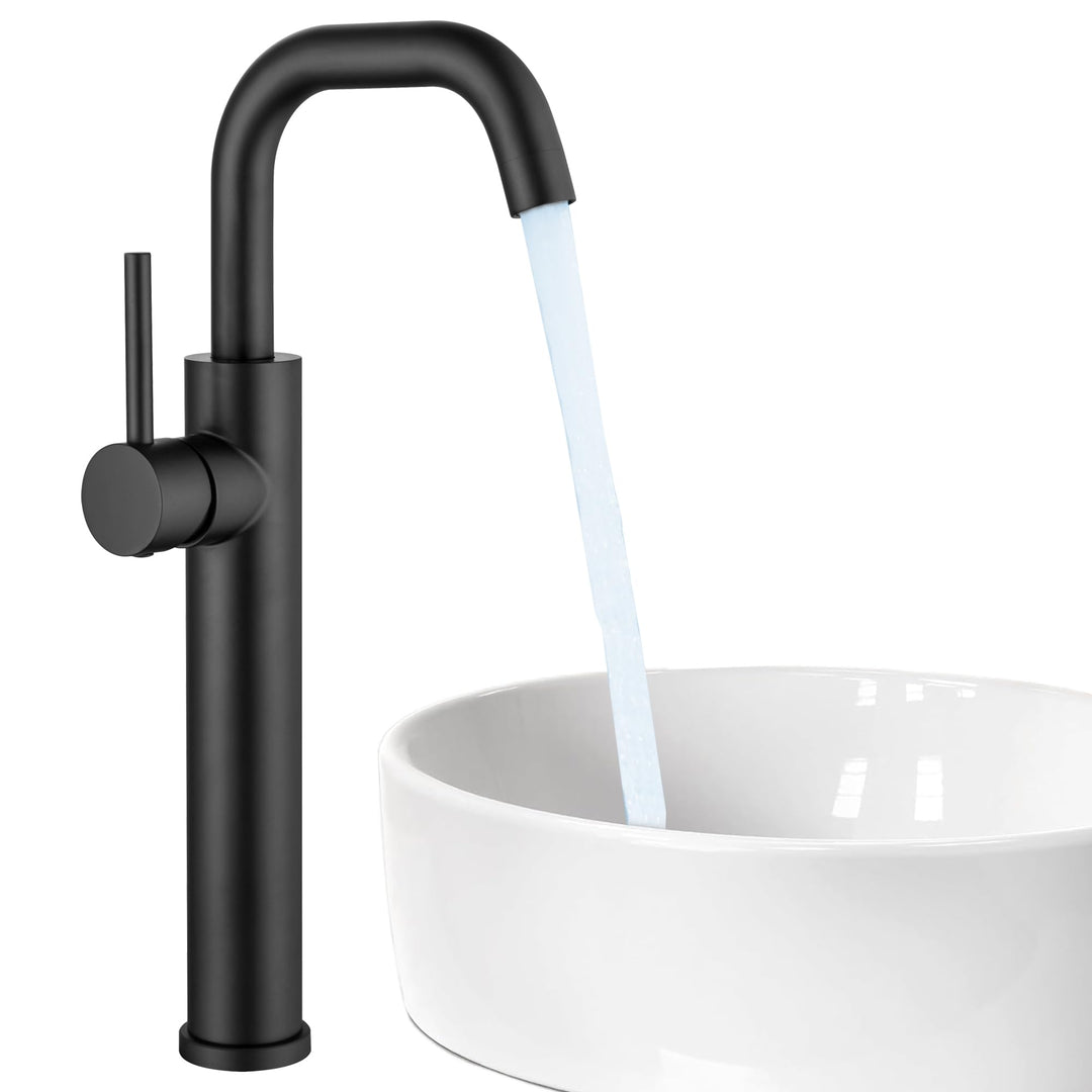 LIWEIKE Wasserhahn Bad Schwarz, waschtischarmatur hoch 360° Drehbar einhebelmischer waschbecken mit