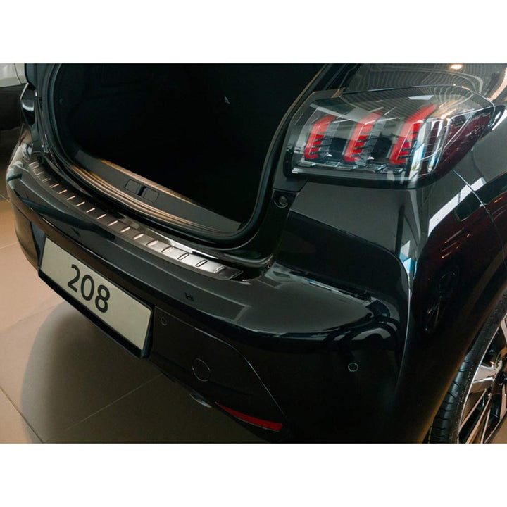 Avisa Schwarz Edelstahl Heckstossstangenschutz kompatibel mit Peugeot 208 II HB 5-türer 2019- 'Ribs'
