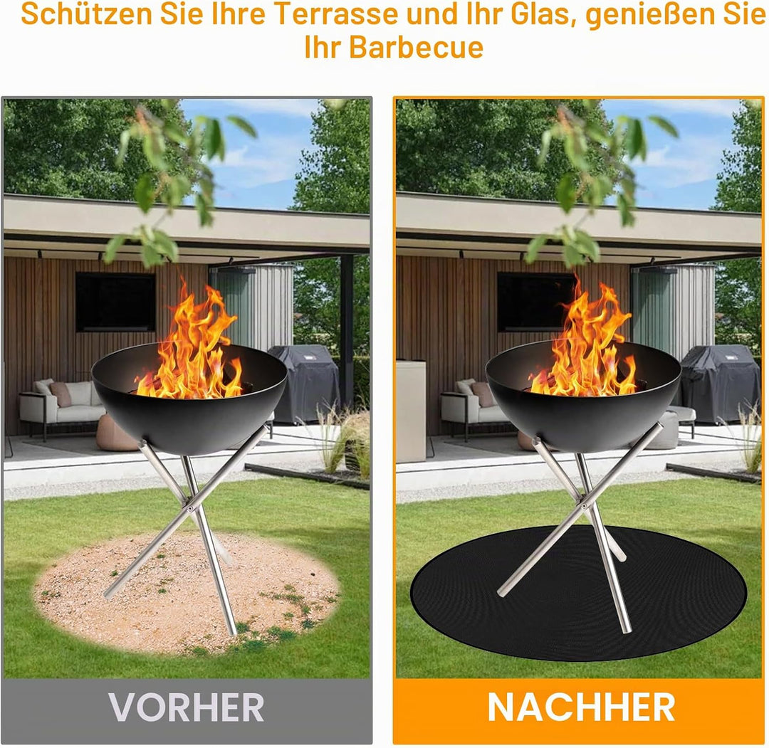 Feuerfeste Unterlage Rund, Feuerfeste Matte für Feuerschale Wasserdicht Feuerschutzmatte Rund Feuers
