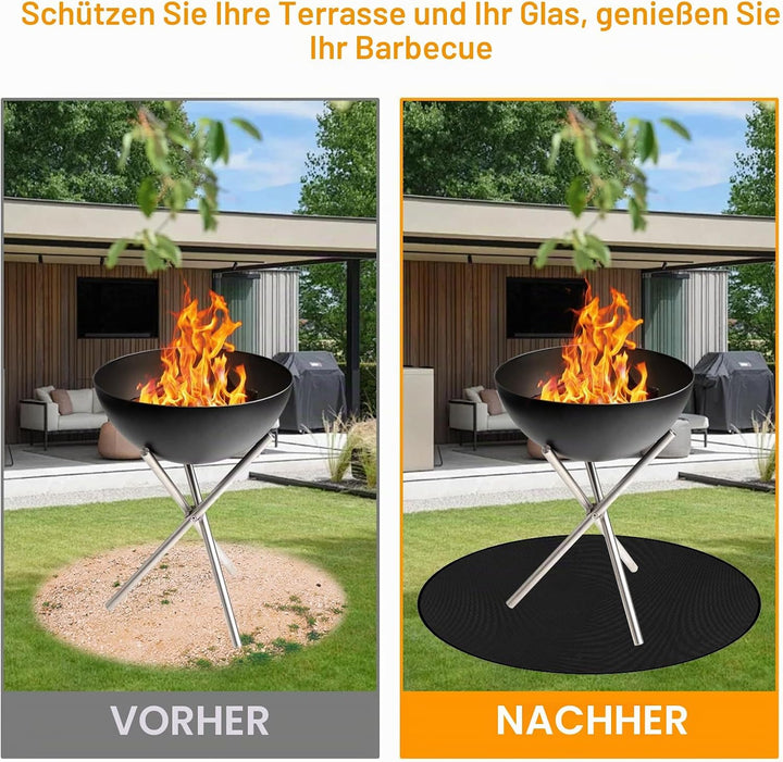 Feuerfeste Unterlage Rund, Wasserdicht Feuerschutzmatte Rund Feuerfeste Matte für Feuerschale Feuerf