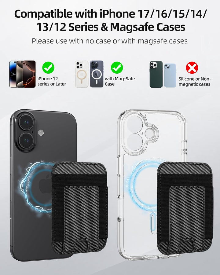 ExtreLife - iPhone Magsafe Magnetische Brieftasche mit 2 Kartenfächern, Magnetischer Kartenhalter fü