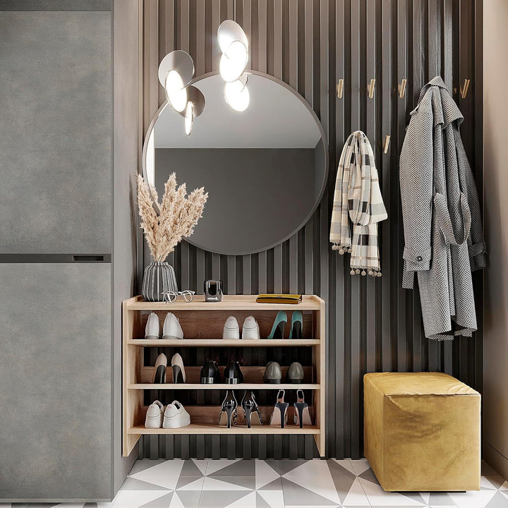 KOMTO Schuhregal Schmal - Schuhablage Flur mit 3 Ebenen Offener Schuhschrank Schuh Organizer Platzsp