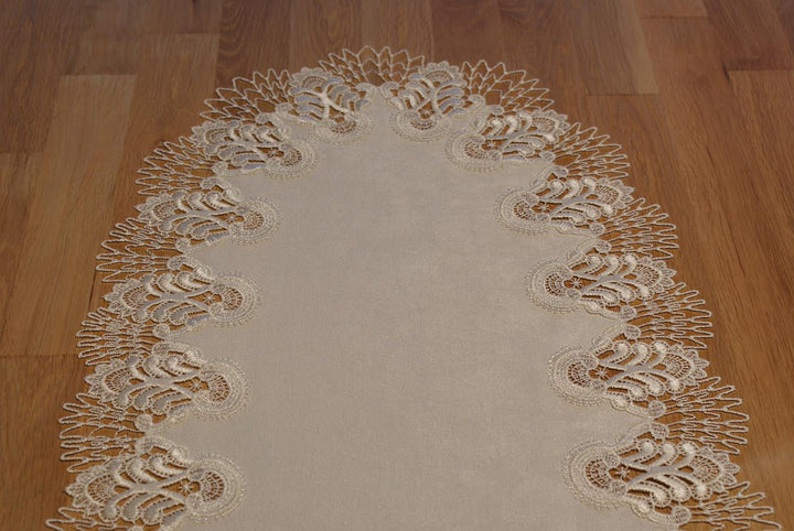 Plauener Spitze by Modespitze 4048M02_14_5090 Tischdecke Oslo, Gre 50 x 90 cm, oval 50 cm x 90 cm ov