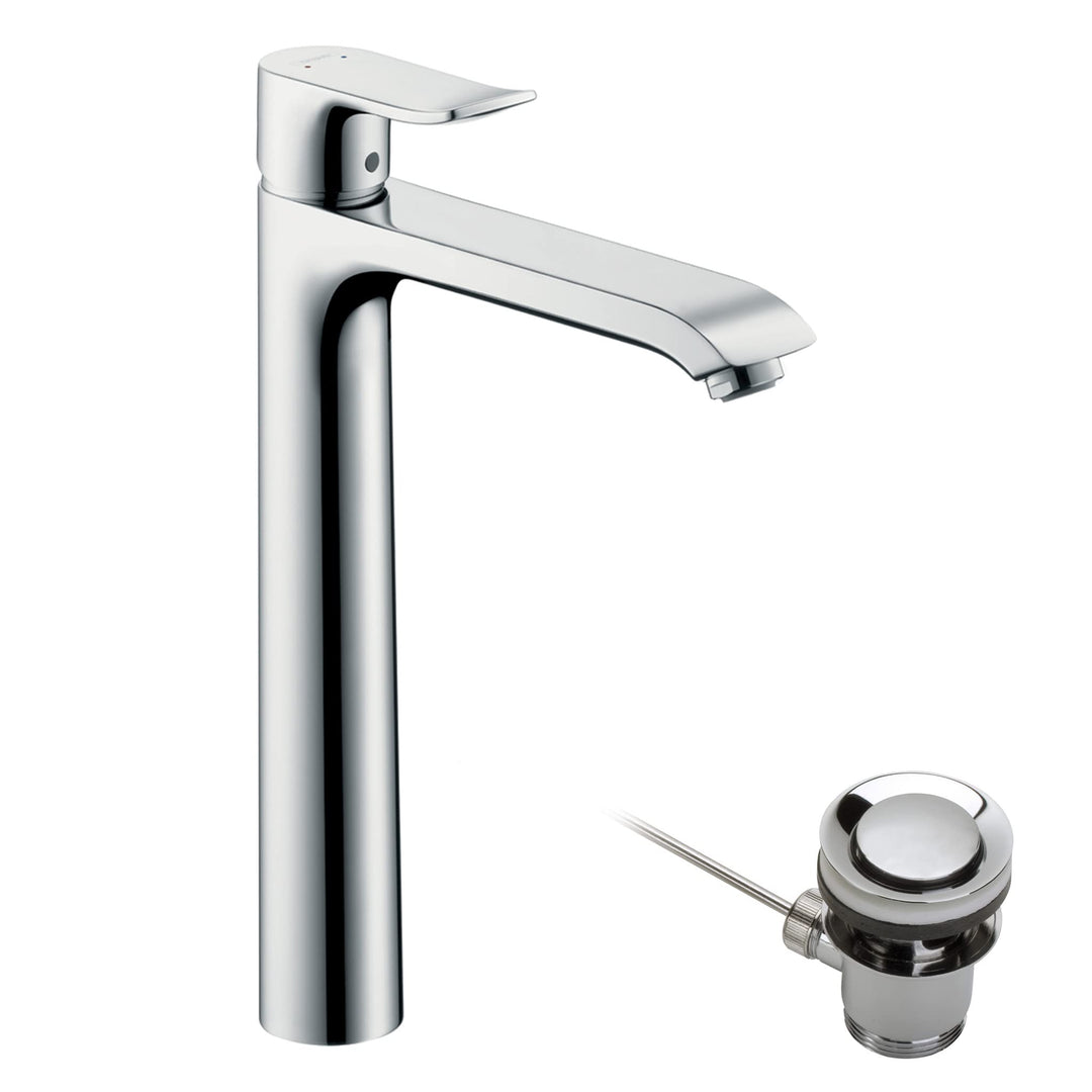 hansgrohe Waschtischarmatur Metris, Wasserhahn Bad mit Auslauf Höhe 260 mm, mit Zugstange, Badarmatu