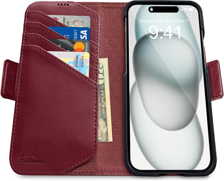 Dreem Fibonacci iPhone 15 Brieftaschen-Etui / 2-in-1 stossfestes Etui und abnehmbares Folio aus vega