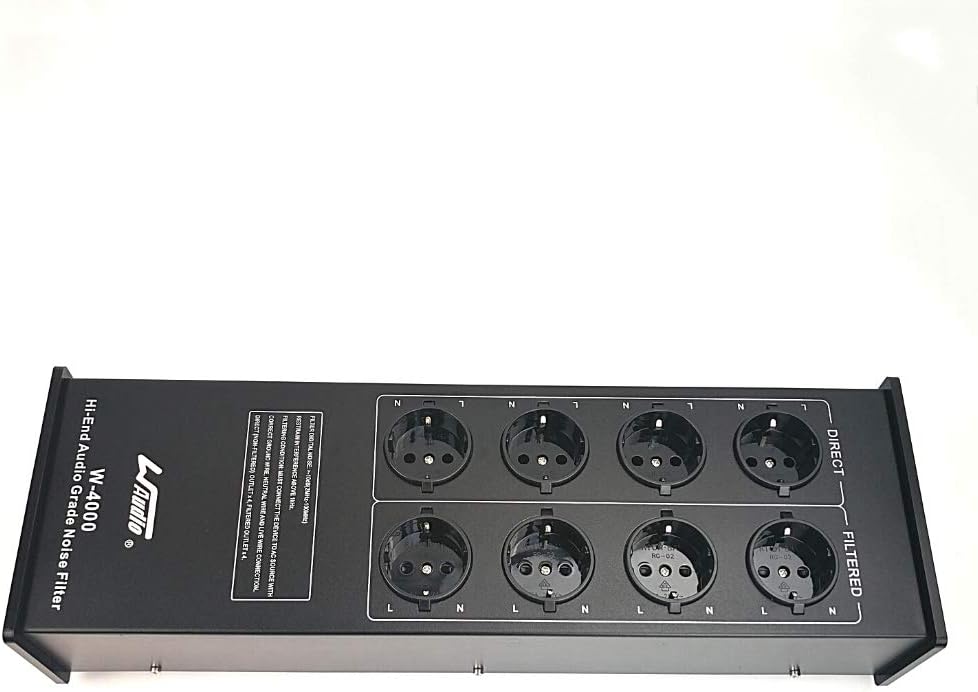 WAudio HiFi Netzfilter W-4000B, 8 Mehrfach Steckdosen mit Überspannungsschutz und Phasenlicht, Schwa