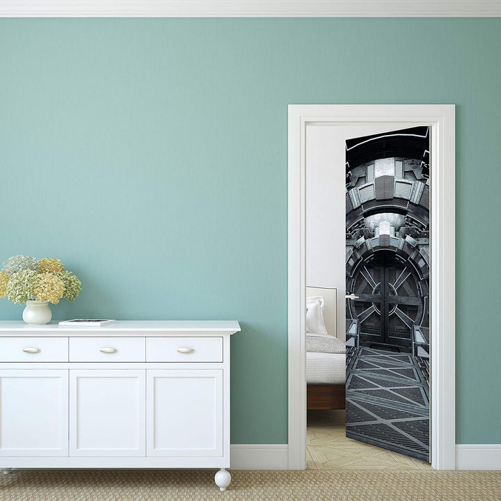 wandmotiv24 Türtapete futuristisches Metall-tor, modern 70 x 200cm (B x H) - Dekorfolie selbstkleben