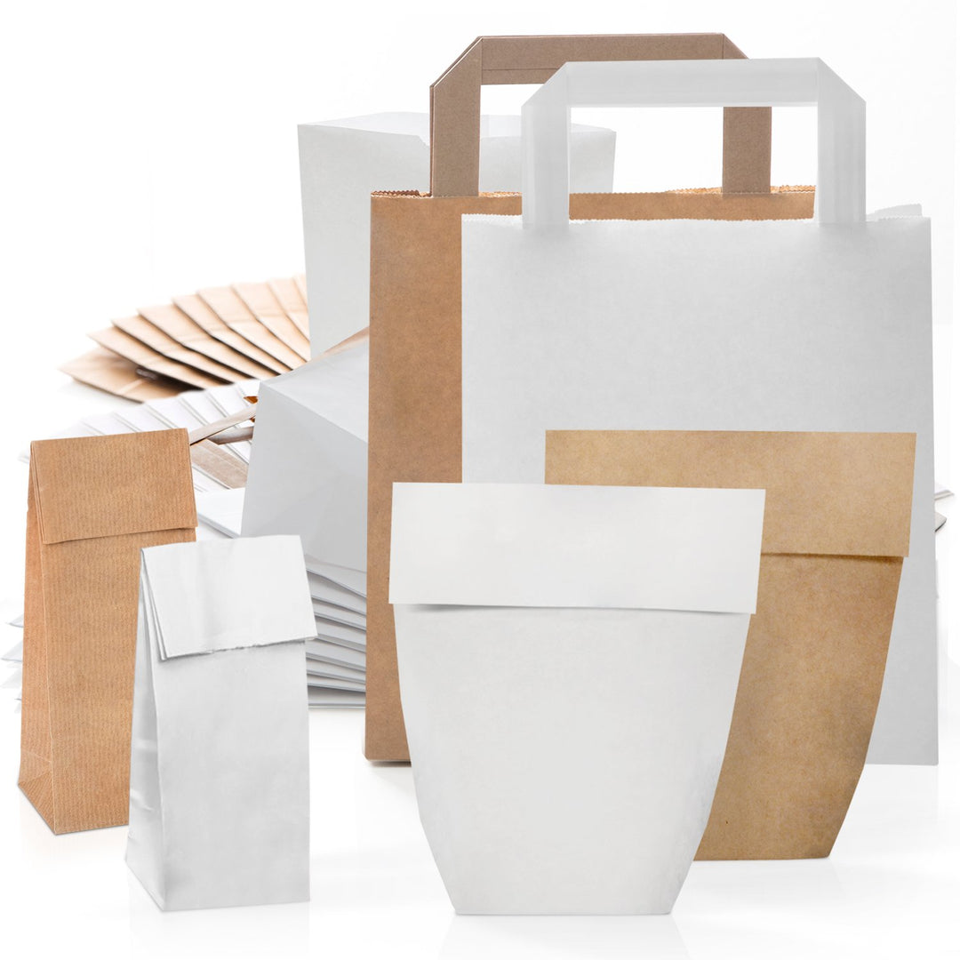 Logbuch-Verlag grosses Geschenktüten SET 120 Papiertüten aus Kraftpapier weiss + braun - Papier Tüte