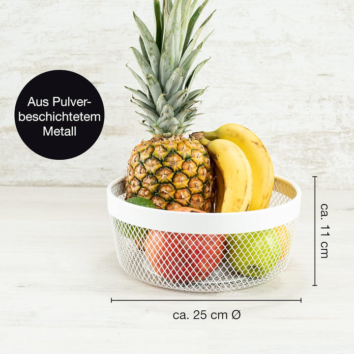 Moritz & Moritz Obstschale Weiss Metall 25cm - Obstkorb Weiss Modern – Korb für Geschenke, Früchte,