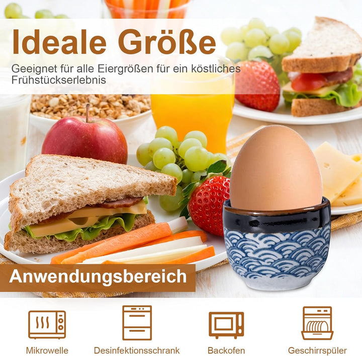 Eierbecher im 6er-Set, Hochwertige Keramik, Design Süsser Schneemann, Porzellan, Eierhalter Geschirr