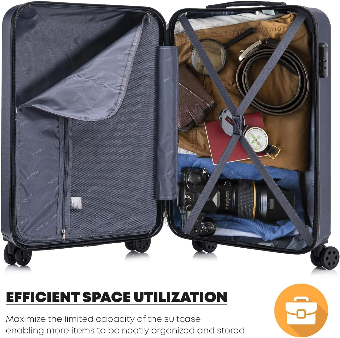 Koffer Suitcase S Dunkelblau, Trolley Reisekoffer, Kabinenkoffer Rollkoffer Handgepäck mit 4 Rollen