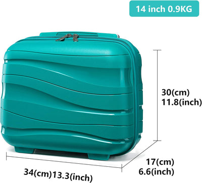 KONO Kosmetikkoffer Hartschale Klein Beautycase Damen Handgepäck, Polypropylen, 34x30x17cm (Türkis)