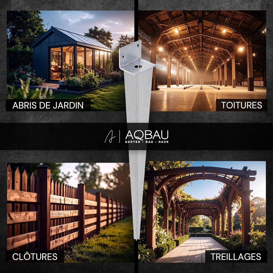 Aqbau® Einschlag-Bodenhülse L 40 x 500 Pfostenträger Einschlaghülse Einschlagbodenhülse feuerverzink