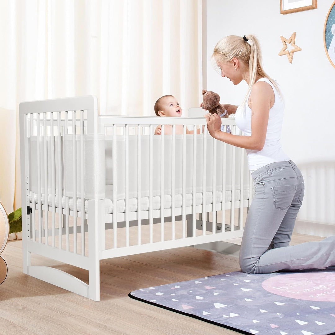 Verstellbarer Baby-Netzbettgitter – abnehmbar, waschbar, tragbar 3D-atmungsaktiver, stossfester Schu