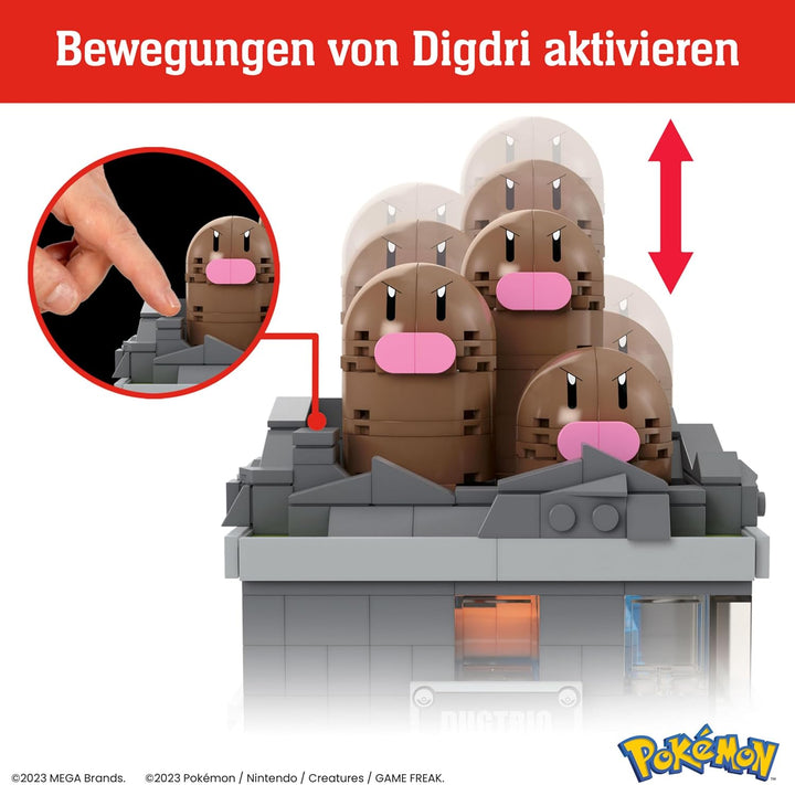 MEGA Pokémon Actionfigur-Bauset, Mini Motion-Digdri mit 350 Teilen und Auftauchbewegung, Spielzeug f