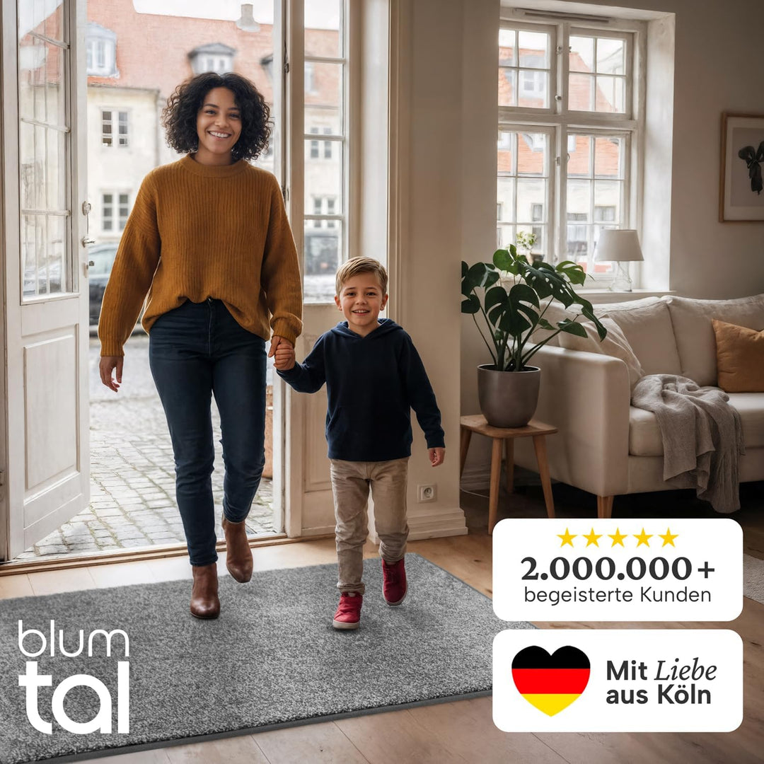 Blumtal Fussmatte 86x150 cm - Mikrofaser Schmutzfangmatte mit wasserdichter TPR-Rückseite - rutschfe