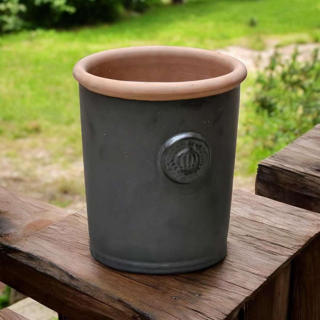 Pflanzgefäss Blumentopf Übertopf Krone Steinzeug glasiert Weiss Grau Türkis 34cm 45cm absolut Frostf