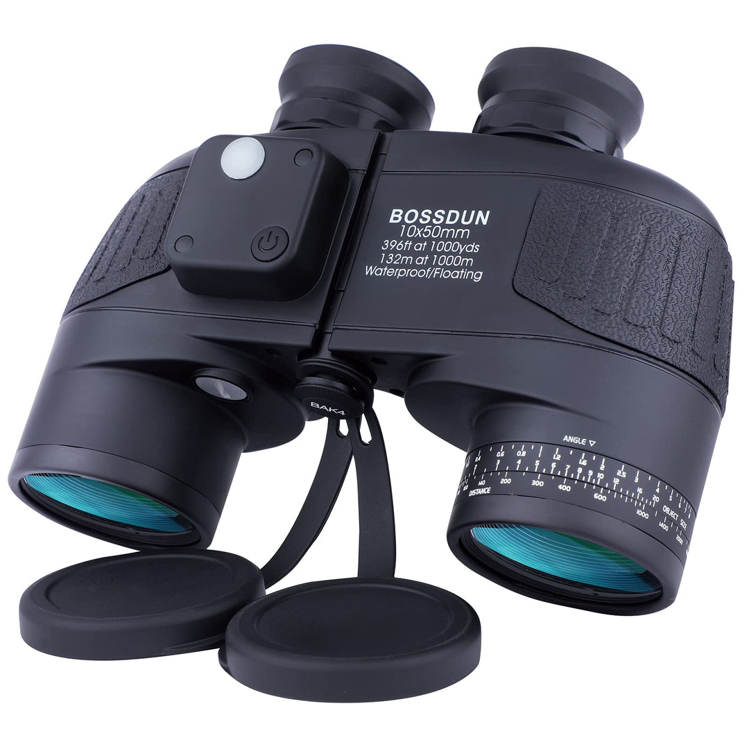 Marine Fernglas 10x50 wasserdicht mit Kompass & Entfernungsmesser, Militärfernglas HD, beschlagfreie