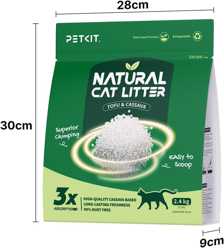 PETKIT Klumpende Katzenstreu Pflanzenbasiert, 9,6kg,100% Natürlich, Staubfrei, Geruchsneutralisieren