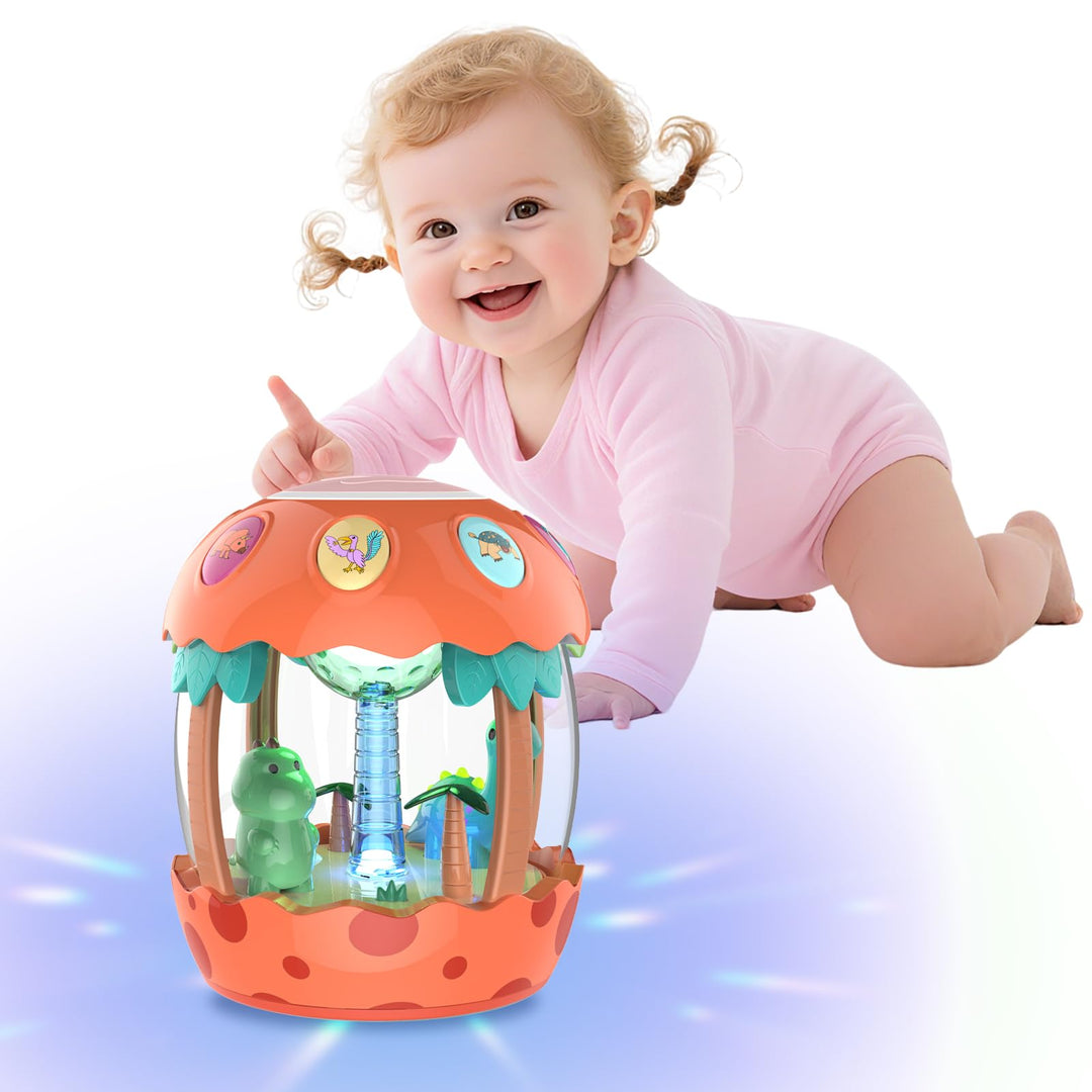 m zimoon Baby Spielzeug ab 6 Monate, Dinosaurier Drehender Projektor Kinderspielzeug mit Licht, Lust