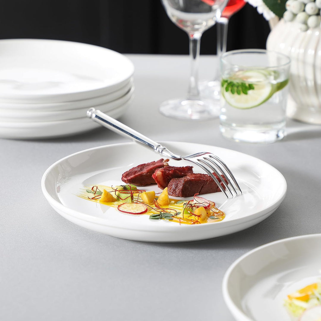 MALACASA, Serie REG, 21,5 x 2,8 cm Dessertteller-Set mit 6 Stück, Cremeweisses Porzellan-teller-Set,