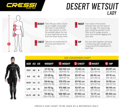 Cressi Desert Lady Dry Suit 4mm HD - Women's Diving Dry Suit, Black XL/5, XL/5